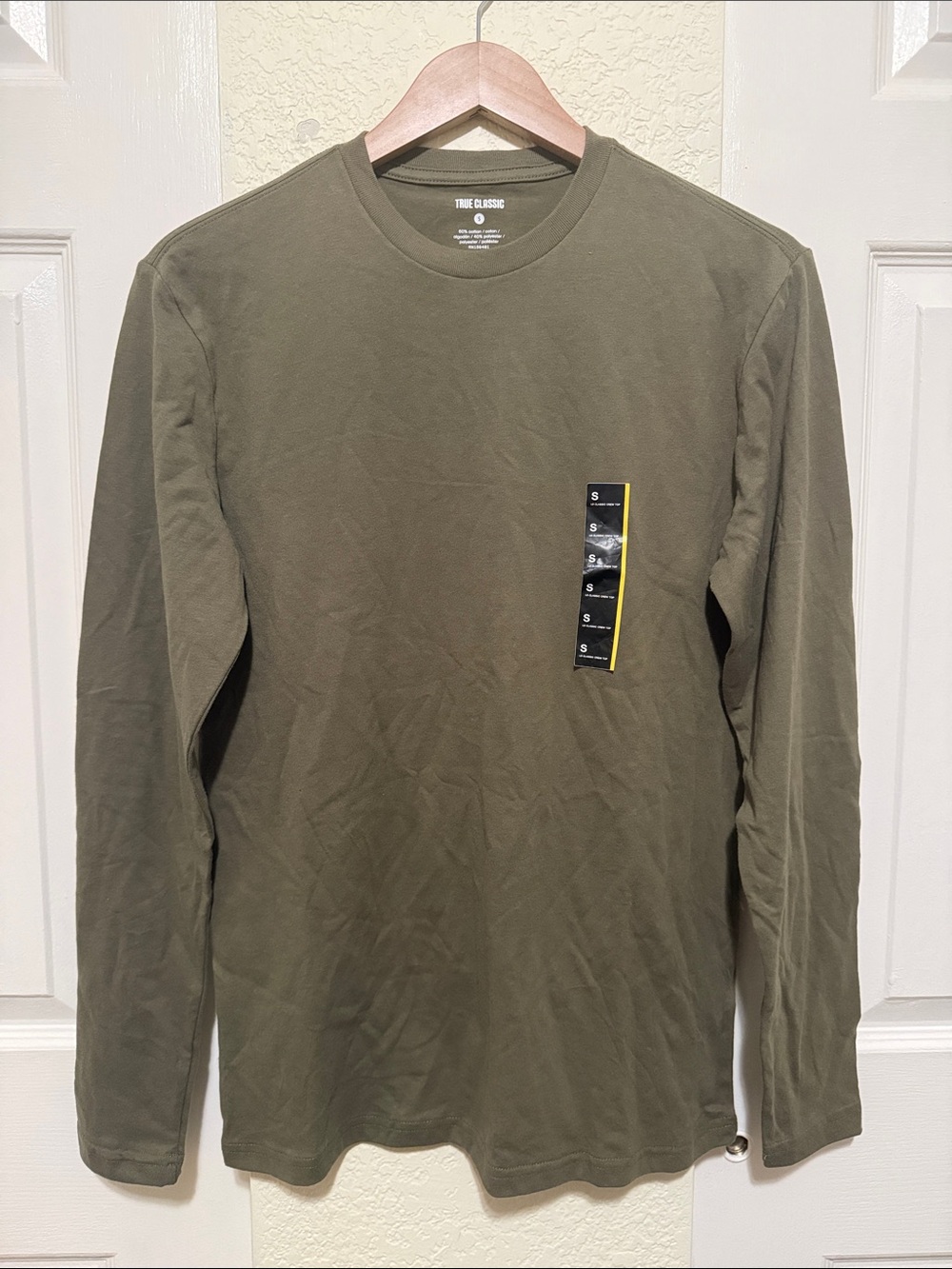 True Classic Olive Long-Sleeve Crewneck Shirt